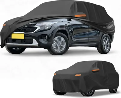 Produktbild von Autoabdeckung Wasserdicht Alle Wetter Automobil Au?en Anti-UV Sonne Regen Schutz Voll Au?enabdeckung fš¹r Kia Seltos 190T-PU Schwarz mit Reflektierenden Streifen