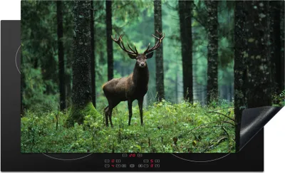 Produktbild von KitchenYeah© Herdabdeckplatte Hirsche - Wald - Bäume - Tiere - Natur , 89x51cm, Küche Deko, Glaskeramikkochfeld Herdabdeckung, Abdeckplatte fùr Kochfeld