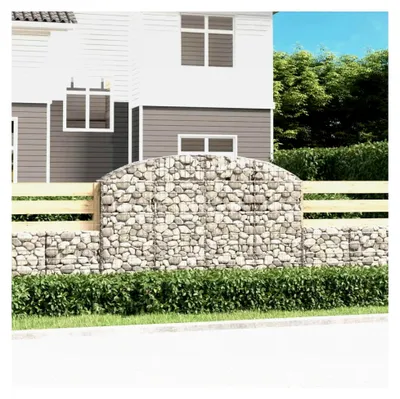 Produktbild von Gabione mit Hochbogen Drahtkorb Steinkorb Gabionenwand Gabionenkorb Gabionenhaken Zaun für Garten 200x30x120/140 cm aus verzinktem Eisen