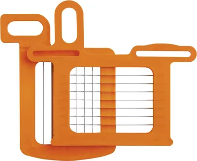 Produktbild von Dynamic Gitter 8,5x8,5 mm Set mit Stößel (Orange) - Komplett-Set für manuellen Gemüseschneider, ideal zum Würfeln