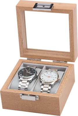 Produktbild von Holz Uhrenkoffer für 2 Uhren Uhrenpräsentation Uhrenaufbewahrung Uhrenbox Armbanduhren Präsentation