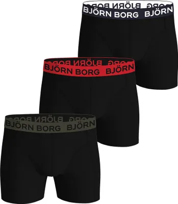 Produktbild von Bjorn Borg Baumwolle Stretch boxers, heren boxers normale lengte (3-pack), zwart, zwart, zwart