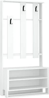 Produktbild von Eingangsmöbel Eridia, Moderner Eingang, Wandgarderobe, Multifunktions-Aufbewahrungskonsole, 90x36 h180 cm, Weiß
