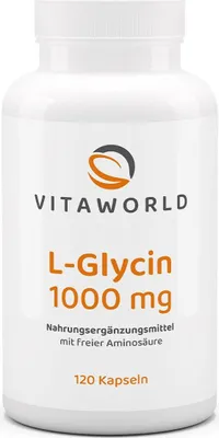 Obrázek produktu pro Vitaworld L-Glycin 1000 mg | 120 kapslí | vysoká dávka s 1000 mg glycinu v jedné kapsli | veganské produkty