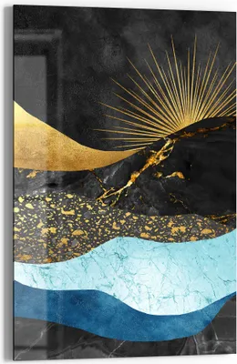 Produktbild von DEQORI Glasbild Echtglas 60x90 cm 'Goldener Mondzauber' Wandbild Bild modern Deko
