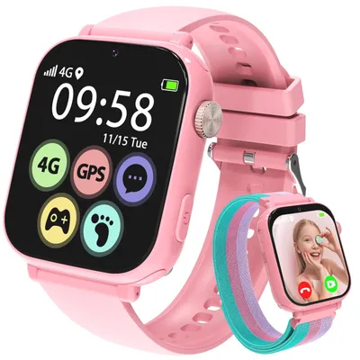 Immagine prodotto di Smartwatch 4G per bambini con GPS e funzione di videochiamata, con SIM 4G Nano e GPS – Smartwatch per bambini, colore rosa