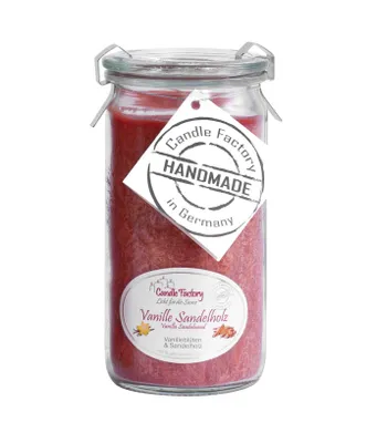 Produktbild von Mini-Jumbo Kerze von Candle Factory im Glas  mit Duft in tollen Farben : Vanille Sandelholz Mit Duft Mini-Jumbo: Vanille Sandelholz