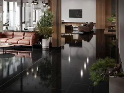 Produktbild von Falquon | 1,92 m² | Schwarz 400x800x6 mm Rigid Vinyl SPC Bodenbelag, The Floor SPC Stone U190 Fliesenoptik, Klick Verbindung, wasserresistent, mit Trittschalldämmung, fuer Fussbodenheizung geeignet, Nutzungsklasse 23 34