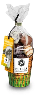 Produktbild von Peters Osterkörbchen Trüffel Mischung mit Alkohol im Köcher 175g