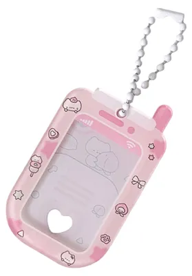 Produktbild von Mini-Kartenhalter aus Acryl mit niedlichem Cartoon-Motiv für Handy, Ausweis, Fotos, Schlüsselanhänger, Schutzhülle für Schule, Büro und Sammlerstücke