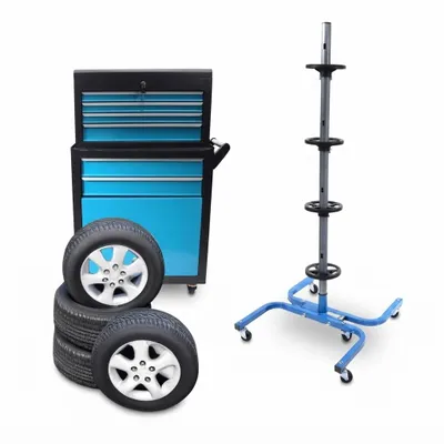 Zdjęcie produktu dla Mobilny Stalowy Stojak Na 4 Koła Do 150 Kg 245Mm, Obraz wygenerowany przez AI