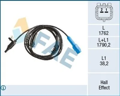 Produktbild von FAE ABS Sensor Raddrehzahl Hinten für CITROËN C5 III Kombi (RW) 78516