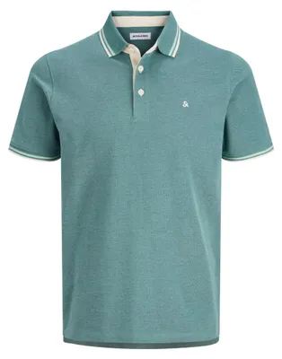 Productafbeelding van JACK & JONES Polo shirt, korte mouwen, effen kleur, model JJEPAULOS, pique katoen, maat: M