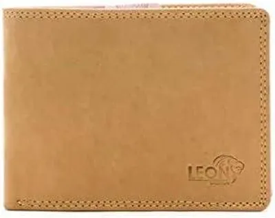 Imagen del producto de Cartera de cuero, color marrón caqui, de tamaño compacto, para tarjetas y monedas
