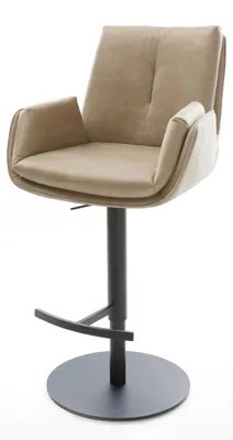 Produktbild von DELIFE Barstuhl Clea-Flex Mikrofaser Beige Vintage Drehfuß höhenverstellbar Metall Schwarz