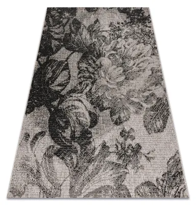 Produktbild von TEPPICH SIZAL FLOORLUX 20491 BLUMEN silber / schwarz  beige 160x230 cm