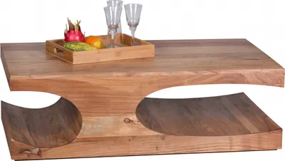 Produktbild von WOHNLING Couchtisch BOHA Massiv-Holz Akazie 118 cm breit Wohnzimmer-Tisch Design dunkel-braun Landhaus-Stil Beistelltisch