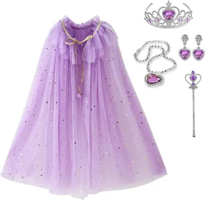 Produktbild von skyllc Prinzessin Umhang Mädchen,Verkleidung Mädchen Prinzessin,Kostüm Prinzessin Mädchen mit Krone Halskette Ohrringe Zauberstab,Party Kostüm Karneval Cosplay für Mädchen Halloween Kostüm