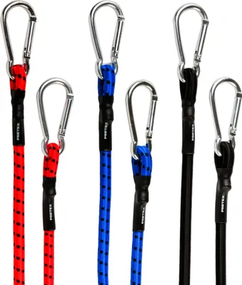 Produktbild von PRETEX 6 Expander mit Karabiner Haken- 3 Verschiedene Längen und Farben - Hochbelastbare Spanngummi - Spanngurte mit starker Gummibeschichtung