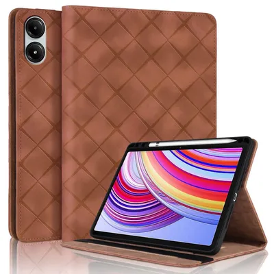 Immagine prodotto di Per Xiaomi Redmi Pad Pro 12.1 stand-up modello rombo copertura in Pelle finta caso Brown