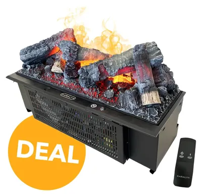 Produktbild von Xaralyn Wasserdampf-Kamin - Opti-Myst Cassette 600 - mit Holzset - mit Fernbedienung - Elektrokamin - Einbaukamin mit Wasserdampf - Flammenhöhe einstellbar
