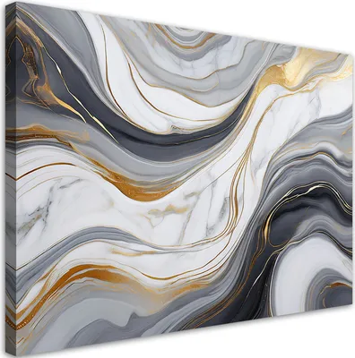 Produktbild von Leinwandbild Marmor Grau-Weiß mit Gold 90x60 Feeby Weiß bild für die wand bereit zum aufhängen