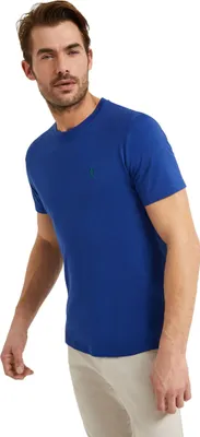 Immagine prodotto di Polo Club T-shirt in cotone tinta unita blu royal con logo Rigby Go 38093
