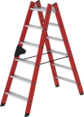 Produktbild von Stufen-Stehleiter beidseitig begehbar GFK / Alu 2x6 Stufen