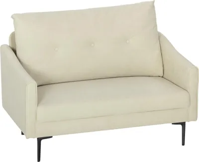 Produktbild von 2-Sitzer-Sofa mit Schaumstoff-Polsterung und Stoffbezug, für Wohnzimmer, Schlafzimmer, Metallrahmen, Cremeweiß