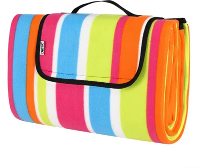 Produktbild von DETEX® Picknickdecke Campingdecke XL 195x150 cm Wasserdicht Wärmeisoliert Waschbar Fleece Faltbar für 2-4 Personen Garten Stranddecke Bunt