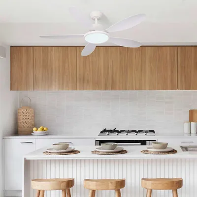 Produktbild von ZELURXX Deckenventilator mit LED 132cm 52 Zoll 5 Flügel Weiß ABS reversibel App-Steuerung dimmbar leise energiesparend für Sommer und Winter