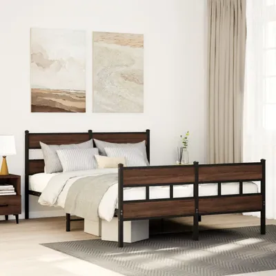 Image de Maison Exclusive - Lit en métal sans matelas, aspect chêne brun, 160 x 200 cm