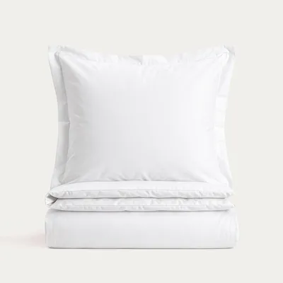 Obrázek produktu pro Bavlněná sada povlečení HOMLA MILO, jednobarevná, saténová, s lemem, bílá, rozměry: 220 x 200 cm + 2x 70 x 80 cm