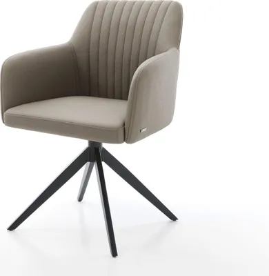 Produktbild von DELIFE Drehstuhl Greg-Flex Echt-Leder Schlamm Kreuzgestell breit Schwarz 360° drehbar Wippfunktion Taschenfederkern