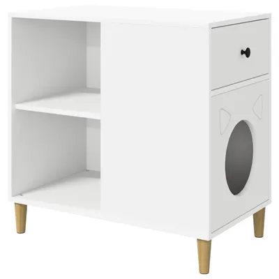 Produktbild von vidaXL Katzenhaus Weiß 72 x 42,5 x 70 cm Holzwerkstoff