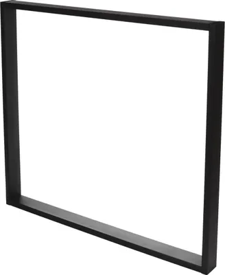 A black metal table leg frame on a white background.