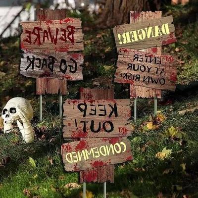 Immagine prodotto di Set da 3 pilastri per Halloween - Pilastri da esterno per casa stregata da giardino