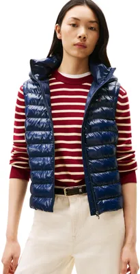 Produktbild von Tommy Hilfiger Damen Weste Padded Slim mit Kapuze, Blau (Dark Night Navy), M