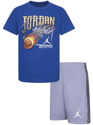 Produktbild von Sportset Jordan Conjunto Infantil Jordan JDB Court Air Tee + Short Mesh Set "Cemen Grey-True Blue" für Kinder