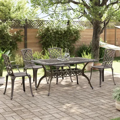 Produktbild von Möbel 5-tlg. Garten-Essgruppe Bronzen Aluminiumguss - Gartenmöbelgarnituren 3216316