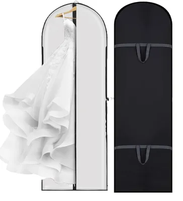 Produktbild von Kleidersäcke – 2 Stück – 180 x 60 cm – Kleiderhülle mit Reißverschluss – Kleiderschutz – für Brautkleid, Anzug, Kleid, Mantel, Jacke – Faltbar