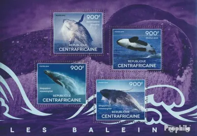 Produktbild von Briefmarken Zentralafrikanische Republik 2014 Mi 5095-5098 Kleinbogen (kompl. Ausgabe) postfrisch Wale