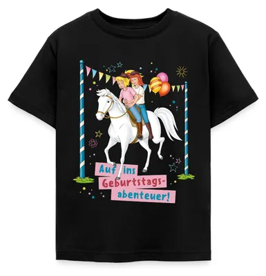 Produktbild von Spreadshirt Bibi & Tina Geburtstagsabenteuer Geburtstag Kinder T-Shirt, 122/128 (7-8 Jahre), Schwarz