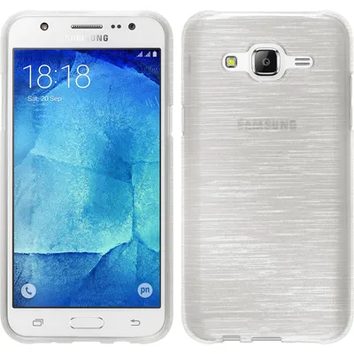 Produktbild von PhoneNatic Case kompatibel mit Samsung Galaxy J7 (2015 / J700) - weiß Silikon Hülle brushed + 2 Schutzfolien