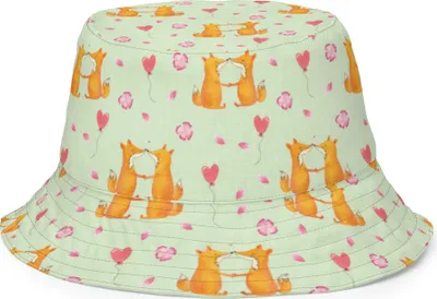 Produktbild von Mr. & Mrs. Panda Sonnenhut Füchse Liebe Größe S/M - Grün - Geschenk, Freundin, Anglerhut, Boonie Hat, Fischerhut, Fox, Fuchs, Schlapphut, Bucket