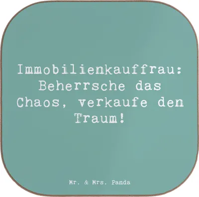 Produktbild von Mr. & Mrs. Panda unterleger Spruch Immobilienkauffrau - Meeresbrise - Geschenk, Geschenke für Berufstätige, Immobilienbewertung, Verhandlungsführung Immobilien, Mietrecht