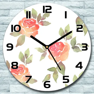 Produktbild von Wanduhr aus Glas Rund fi 30 Vintage Roses Blumen Quarz Deko Wohnzimmer Büro