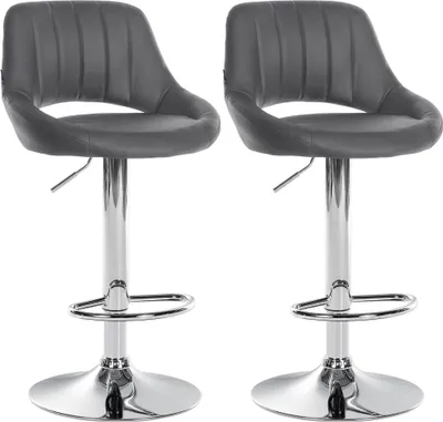 Produktbild von 2er Set Barhocker HLO-CP277 Kunstleder C  grau