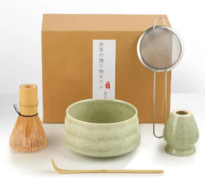 Matcha-Set 5-teilig, japanisches Teeset, Keramik, Grün