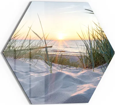 Produktbild von DEQORI Magnettafel Glas 40x35 cm 6-eckig 'Ostsee Sonnenuntergang' beschreibbar Whiteboard